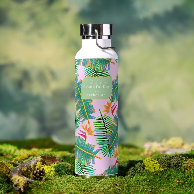 Botella De Agua Paraíso de Palma Rosa (Al aire libre (girado))