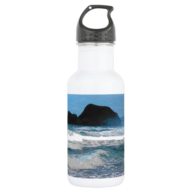 Botella De Agua Paraíso tropical de la isla costera de Hawái (Anverso)