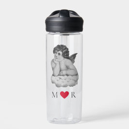 Botella De Agua Pareja de Angel Cute Vintage Black Cherub