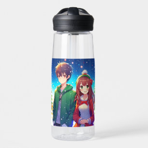 Botella De Agua Pareja de Anime Lindo en Navidad
