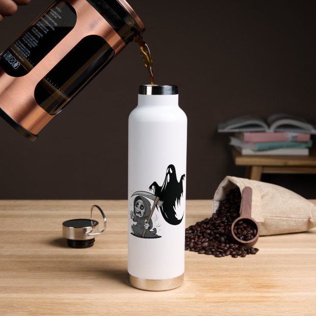 Botella De Agua Pareja y fantasma espantados. (Café (girado))