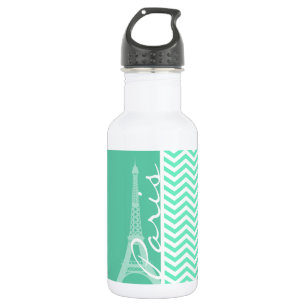 Botella De Agua París; Aquamarine Chevron