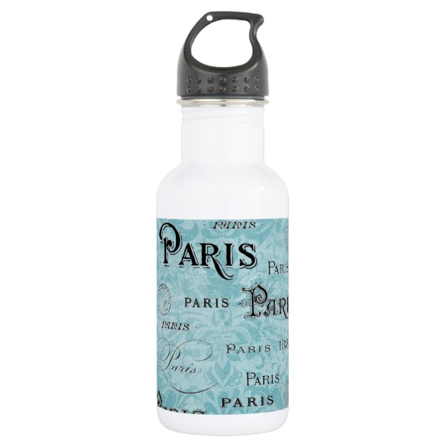 Botella De Agua París | Damasco azul (Anverso)