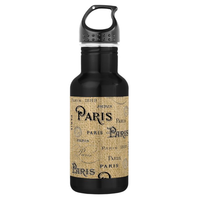 Botella De Agua París en Burlap (Anverso)