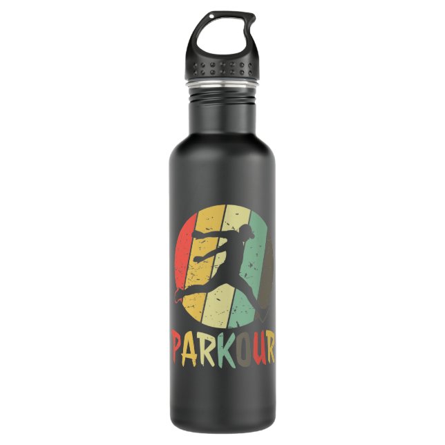 Botella De Agua Parkour Logo in Retro Farben (Anverso)