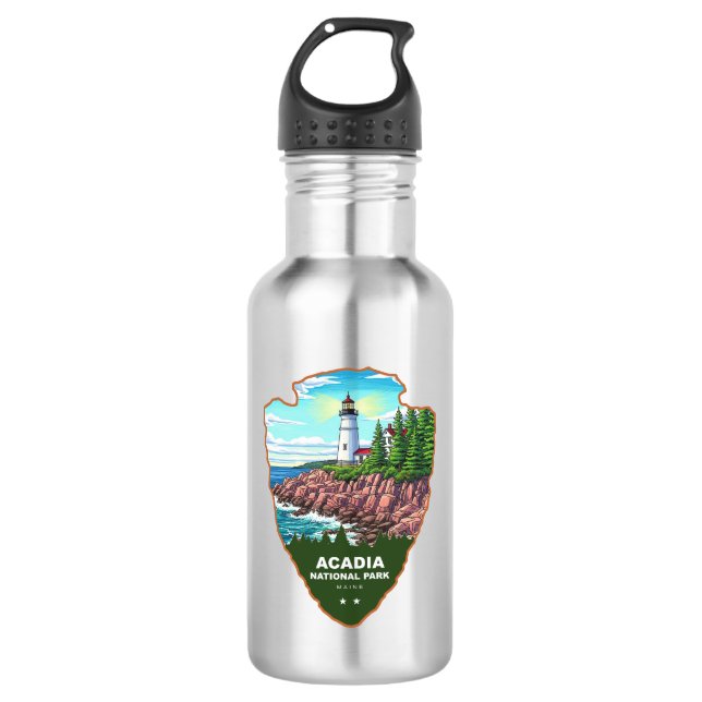 Botella De Agua Parque Nacional Acadia Maine Arrowhead (Anverso)