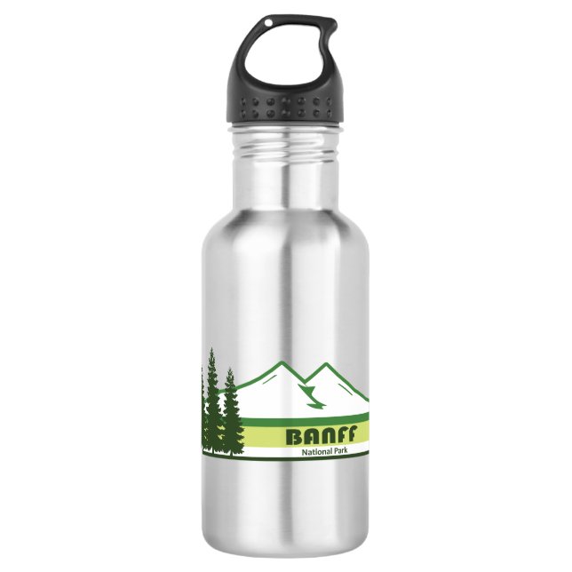 Botella De Agua Parque nacional Banff Rayas verdes (Anverso)