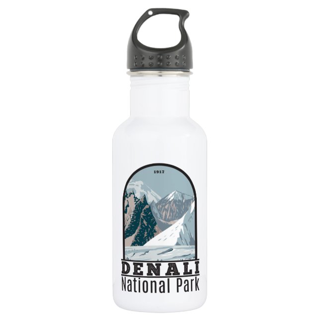 Botella De Agua Parque nacional Denali Alaska Monte Hunter Vintage (Anverso)