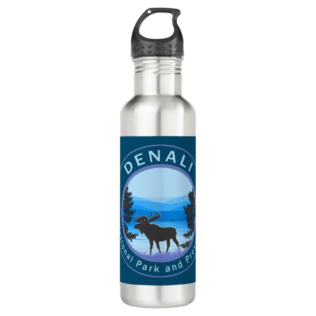 Botella De Agua Parque nacional Denali y Preservar Moose (Anverso)