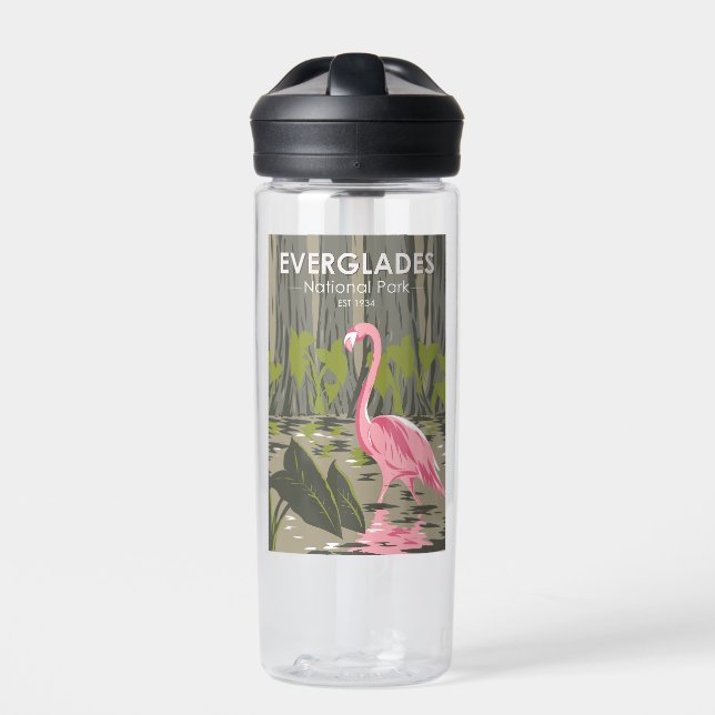 Botella De Agua Parque nacional Everglades Florida Flamingo Vintag (Delante)