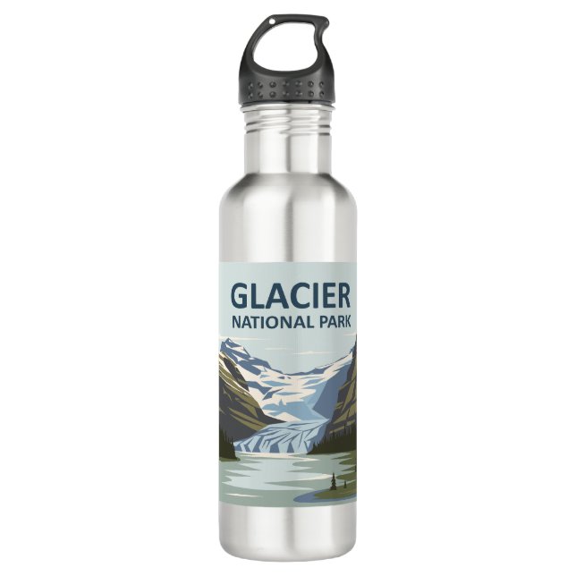 Botella De Agua Parque nacional Glaciar Arte de Viajes (Anverso)