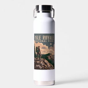 Botella De Agua Parque nacional Isle Royale Backpacking Travel Art