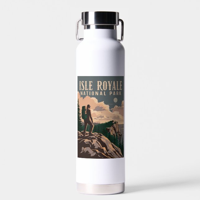 Botella De Agua Parque nacional Isle Royale Backpacking Travel Art (Delantero)