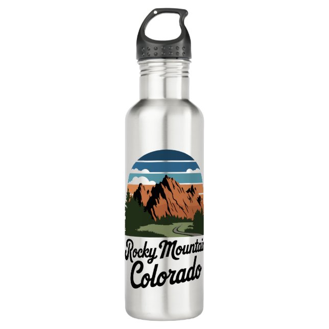 Botella De Agua Parque nacional Montaña Rocosa Retro (Anverso)
