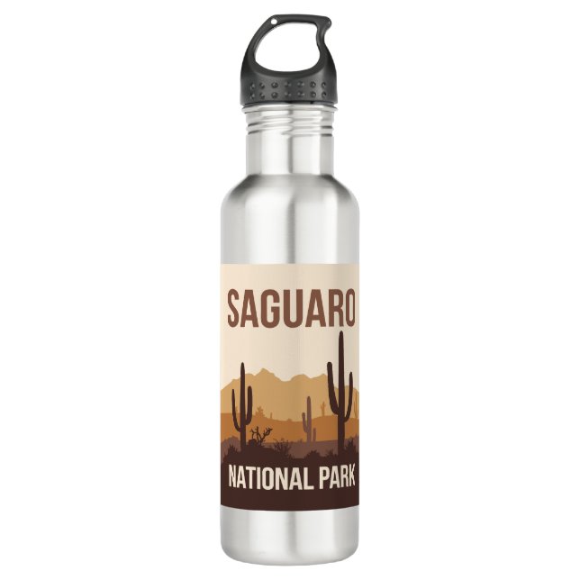Botella De Agua Parque nacional Saguaro Arte de viajes mínimo (Anverso)