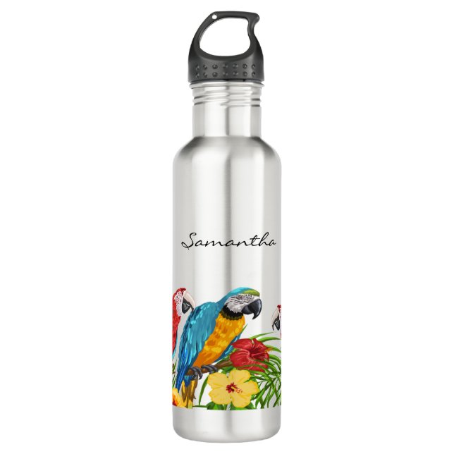 Botella De Agua Parrots birds name script (Anverso)