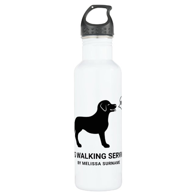 Botella De Agua ¿Paseo de Perro? - Caminante simple de perros blan (Anverso)
