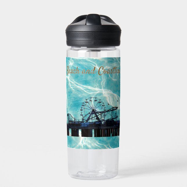 Botella De Agua Paseo marítimo del cielo azul (Delante)