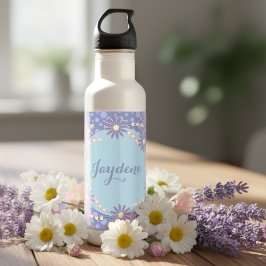 Botella De Agua Pastel Blue Yellow And Pink Custom Daisy