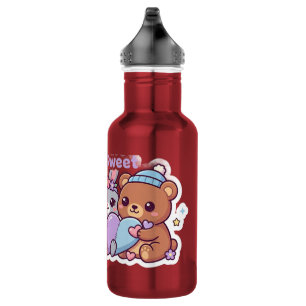 Botella de agua pastel de amigos animales Kawaii d