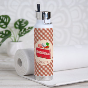 Botella De Agua pastel de terciopelo rojo con queso crema de fresa