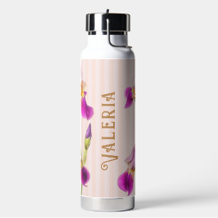 Botella De Agua Pastel personalizado Iris y estética Cottagecore