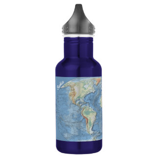 Botella De Agua Pastel Relief World Map – Personalized