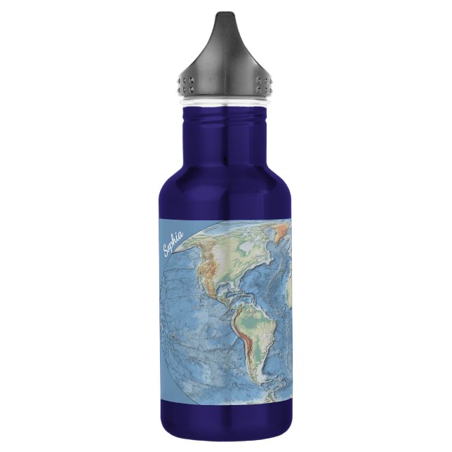 Botella De Agua Pastel Relief World Map – Personalized (Izquierda)
