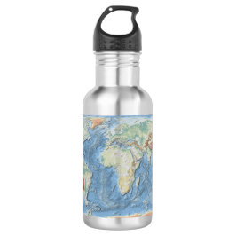 Botella De Agua Pastel Relief World Map – Personalized