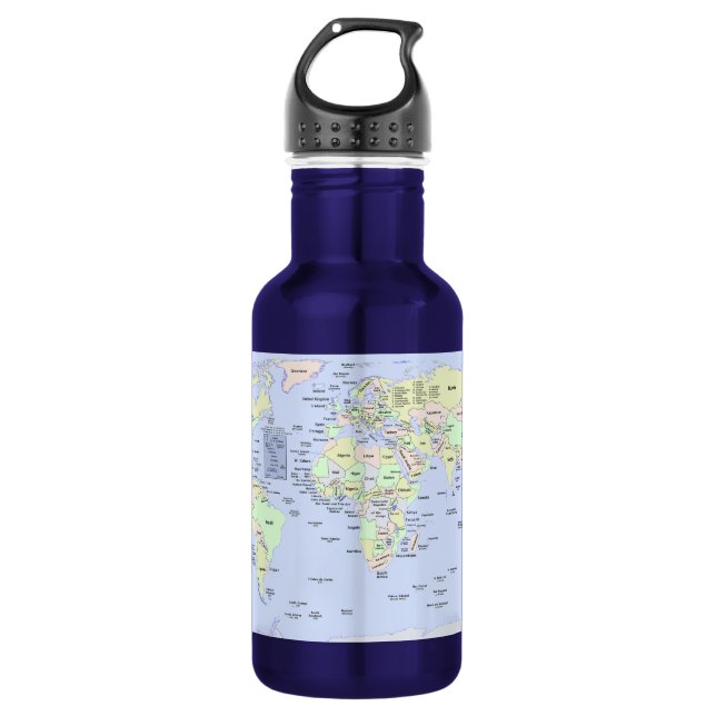 Botella De Agua Pastel World Map With Country Names – Personalized (Anverso)