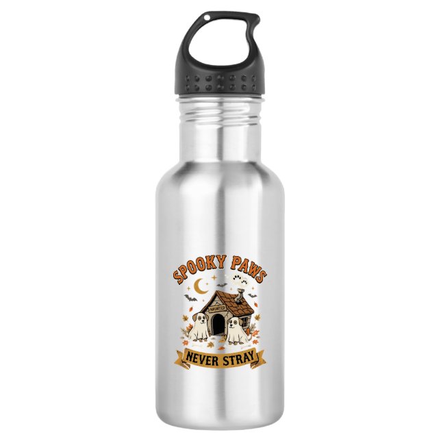 Botella De Agua Patas de perro fantasma de Halloween (Anverso)