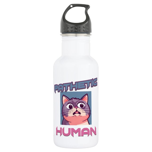 Botella De Agua Patético humano - Gracioso diseño de gato (Anverso)