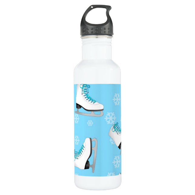 Botella De Agua Patinaje artístico - patines de hielo azules con (Anverso)