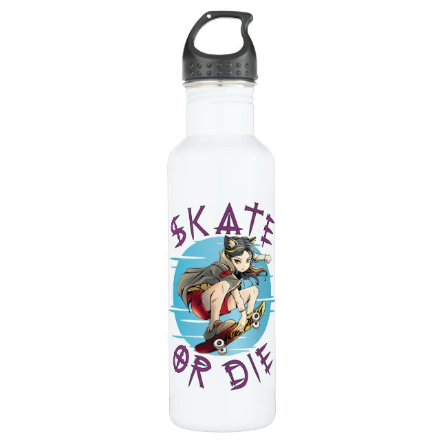 Botella De Agua Patinar o morir Chica de Skateboarder (Anverso)