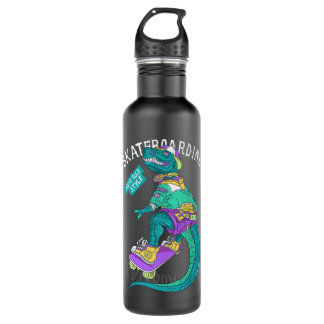Botella De Agua Patineta de Dinosaurios divertida Retro Vintage de
