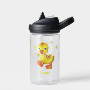 Botella De Agua Pato Amarillo Feliz y Estrellas Adorable