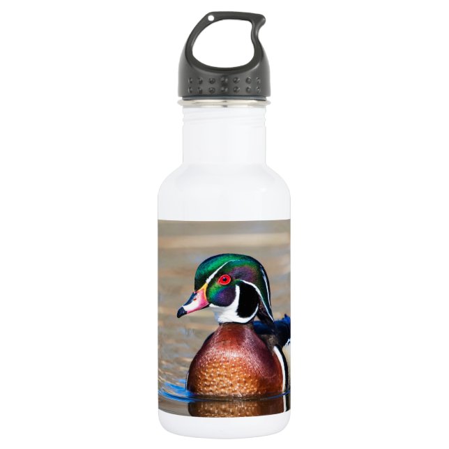Botella De Agua Pato de madera en un estanque (Anverso)