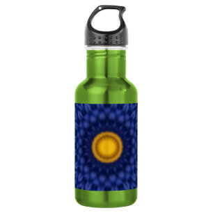 Botella De Agua Pato en azul caleidoscopio