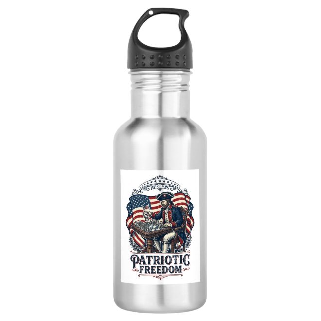 Botella De Agua Patriotic Chess Player Vector Graphic Tee (Anverso)