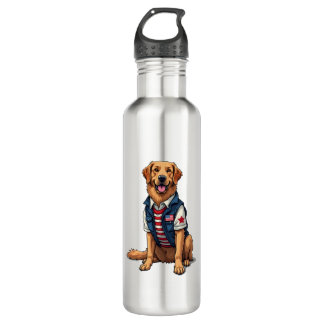 Botella De Agua Patriotic Service Dog Golden Retriever Shirt 4