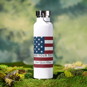 Botella De Agua Patriotic US Flag Custom Text Name