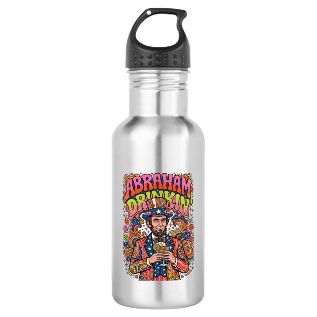 Botella De Agua Patriótico Abraham Bebiendo Retro (Anverso)