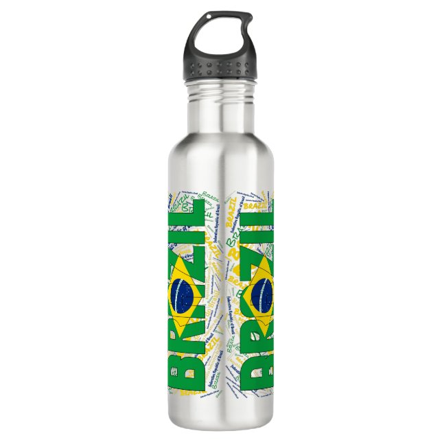 Botella De Agua Patriótico de la Bandera de Brasil (Anverso)
