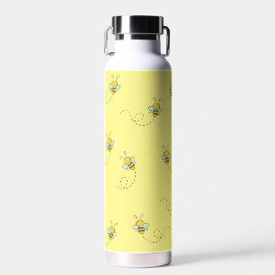 Botella De Agua Patrón amarillo de abejas ocupadas