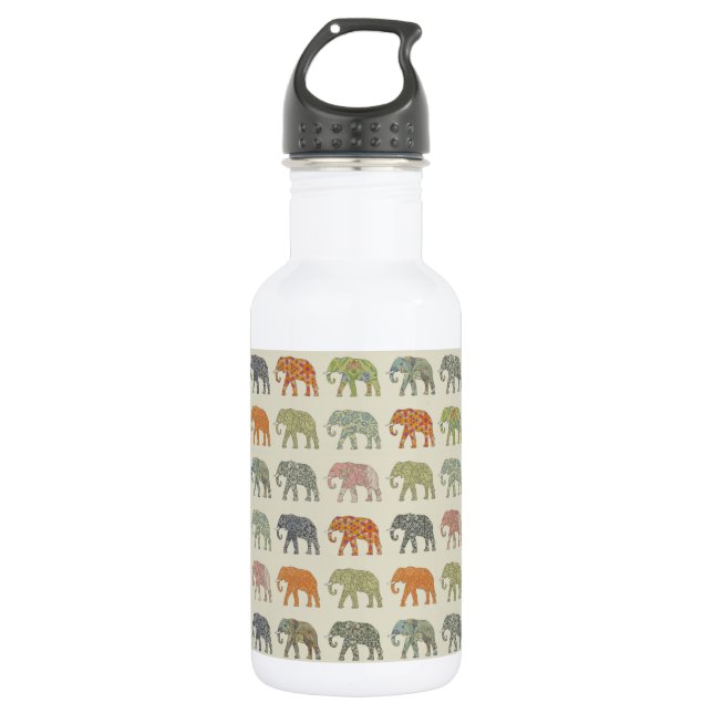 Botella De Agua Patrón animal elefante colorido contemporáneo (Anverso)