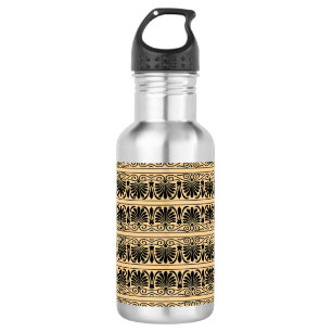 Botella De Agua Patrón Árabe Mediterráneo Griego Marrón