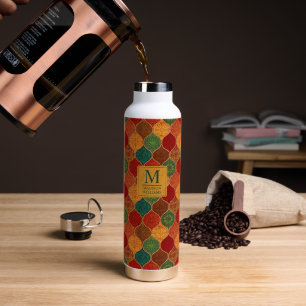 Botella De Agua Patrón Azteca geométrico mosaico marroquí sin fisu