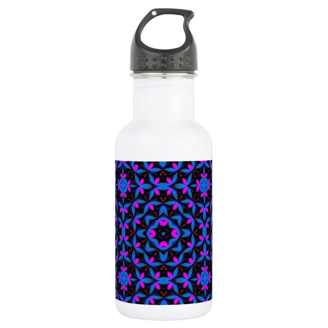 Botella De Agua patrón azul geométrico (Anverso)