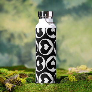 Botella De Agua Patrón cardíaco Amor Gráfico negrita