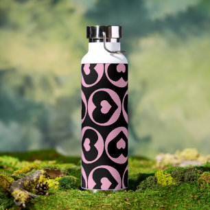 Botella De Agua Patrón cardíaco Amor rosa Gráfico negrita
